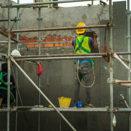 a construction worker in the construction site.